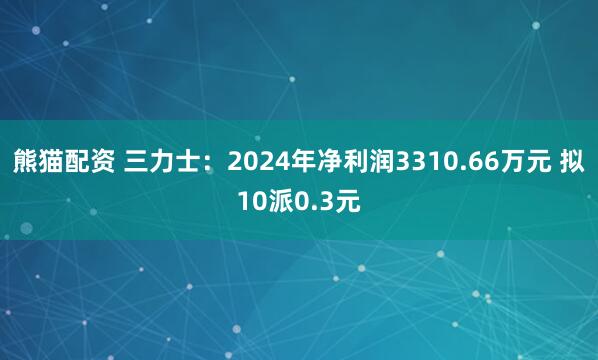 熊猫配资 三力士：2024年净利润3310.66万元 拟10派0.3元