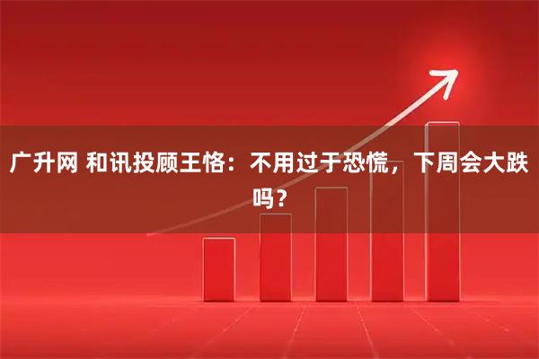 广升网 和讯投顾王恪：不用过于恐慌，下周会大跌吗？